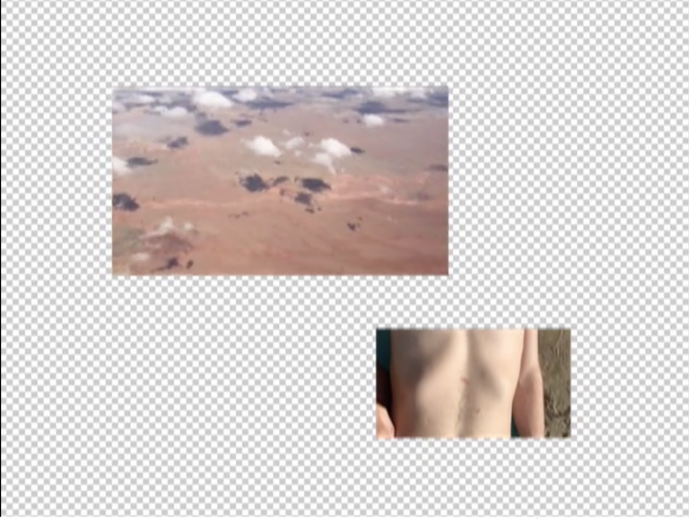 an image of a landscape from above and an image of a bare chest